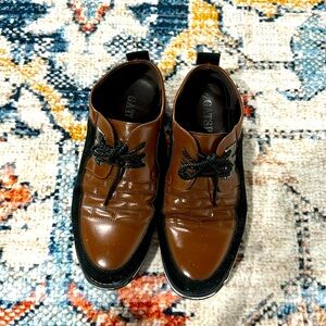 Gatsby Shoes Mens size 10 brown and Black Faux Leather Oxford Derby Lace Up